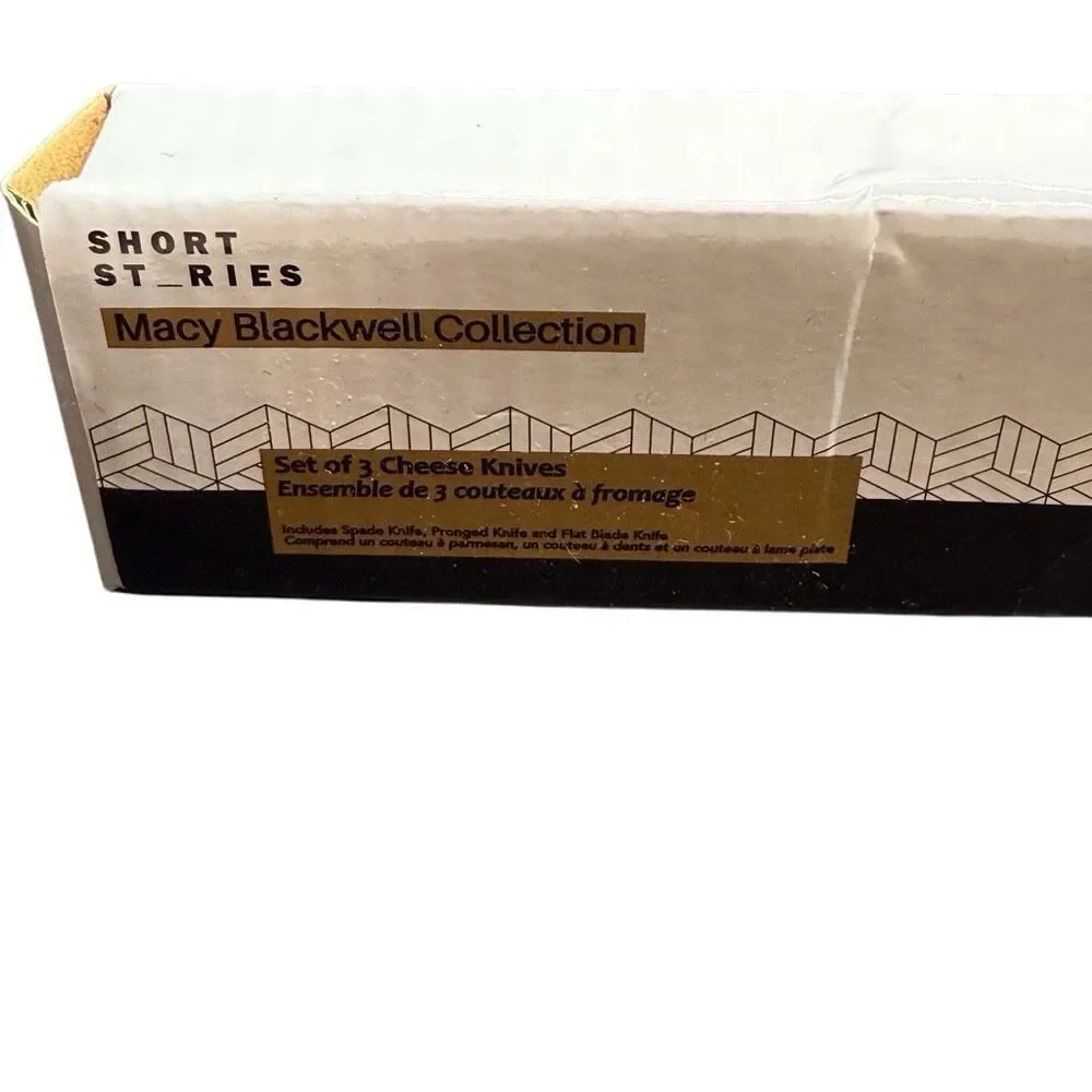 NWT Short Stories set of 3 cheese knives in gold